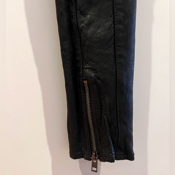 ALLSAINTS Black Italian Leather Biker Moto Pants - Picture 10 of 12